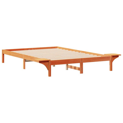 Bed Frame with Side Tables Wax Brown 160 x 220 cm