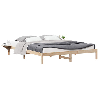 Bed Frame with Side Tables Natural 180 x 220 cm Solid Pine Wood