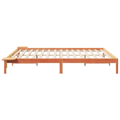 Bed Frame with Side Tables Wax Brown 180 x 220 cm