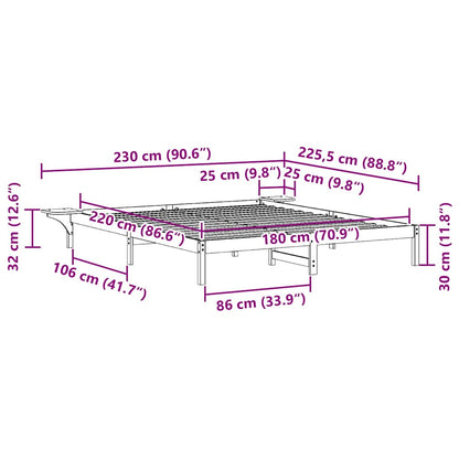 Bed Frame with Side Tables Wax Brown 180 x 220 cm