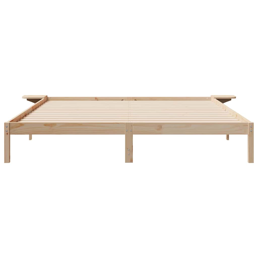 Bed Frame with Side Tables Natural 200 x 220 cm Solid Pine Wood
