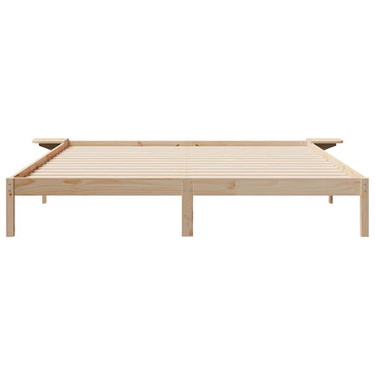 Bed Frame with Side Tables Natural 200 x 220 cm Solid Pine Wood