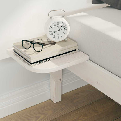 Bed Frame with Side Tables White 200 x 220 cm Solid Pine Wood