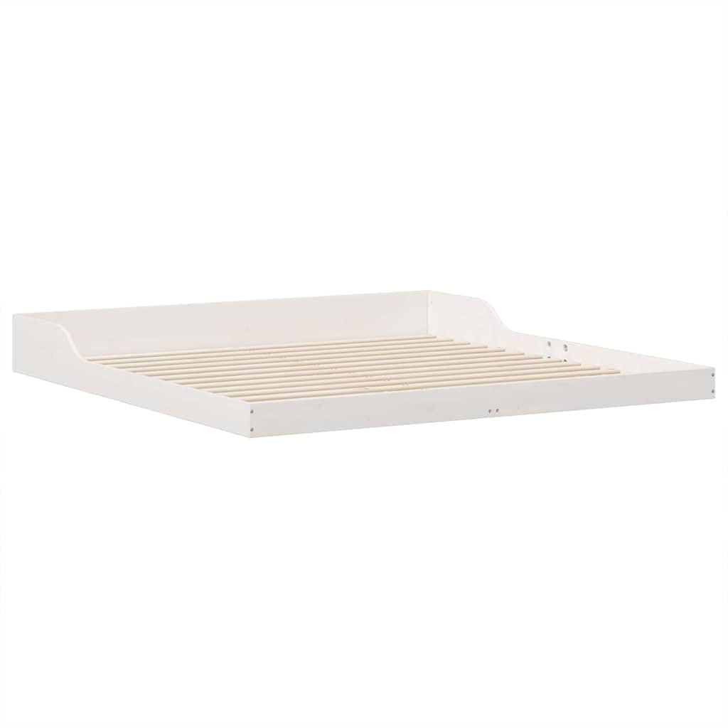 Bed Frame White 200 x 200 cm Solid Pine Wood
