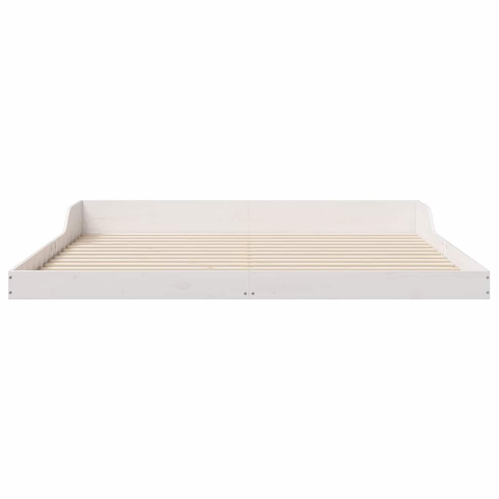 Bed Frame White 200 x 200 cm Solid Pine Wood