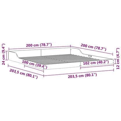 Bed Frame White 200 x 200 cm Solid Pine Wood