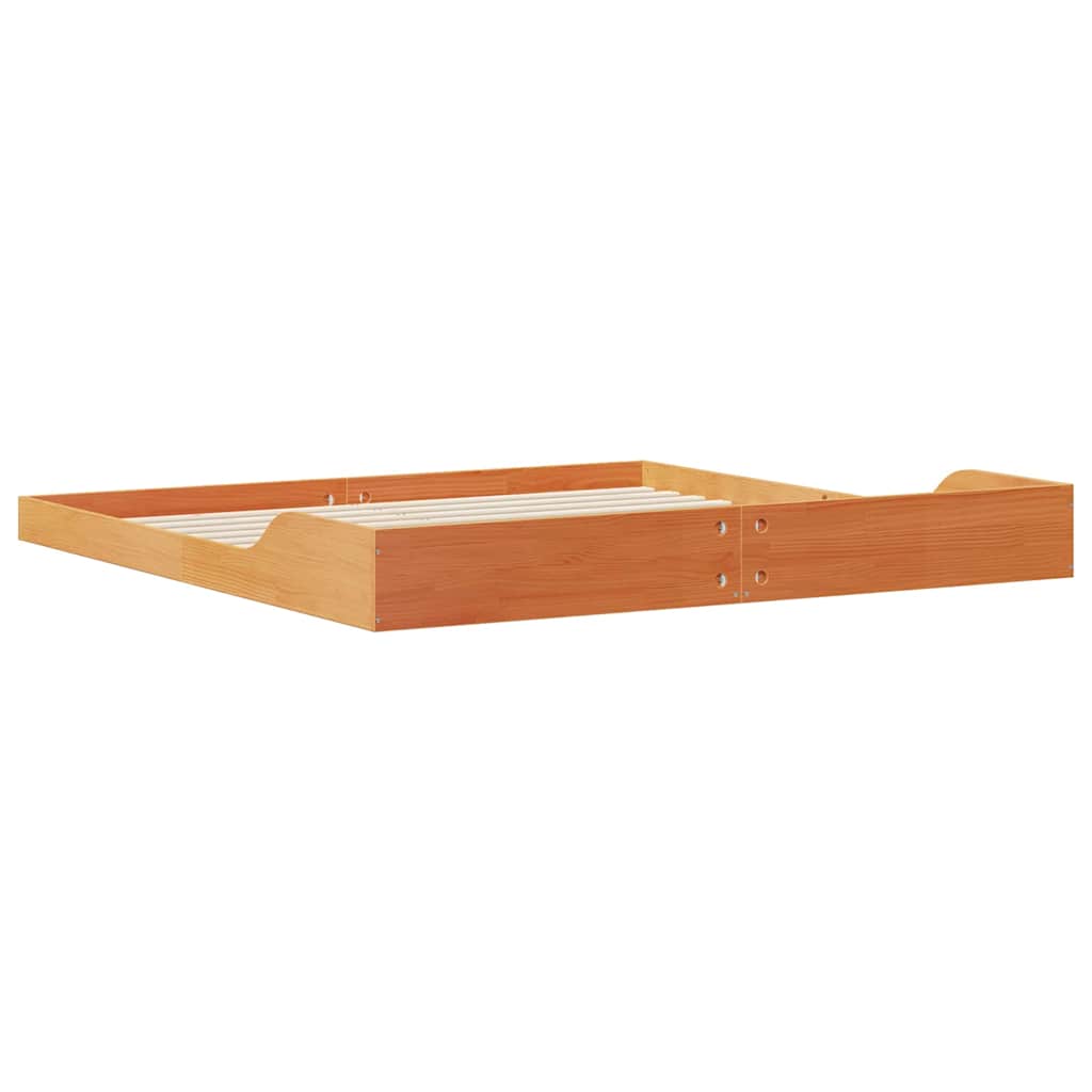 Bed Frame Wax Brown 200 x 200 cm Solid Pine Wood