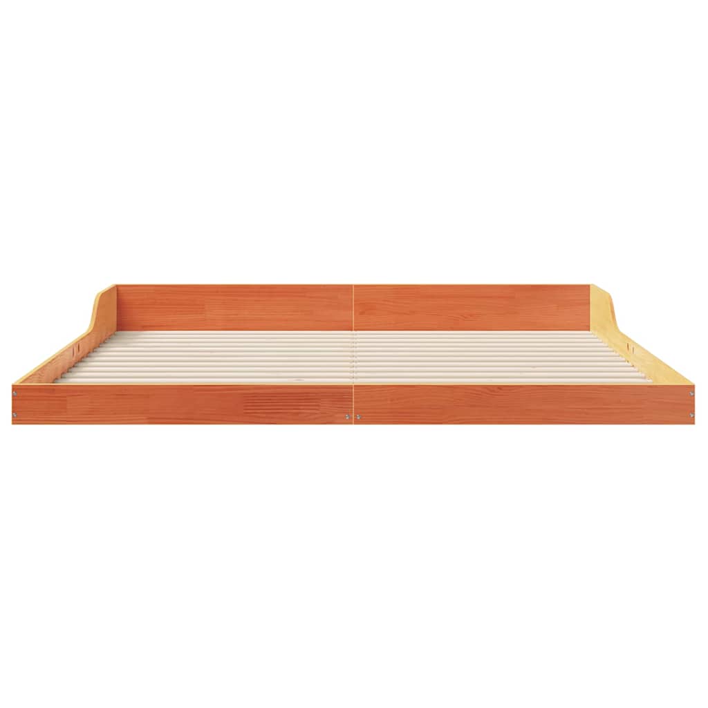 Bed Frame Wax Brown 200 x 200 cm Solid Pine Wood