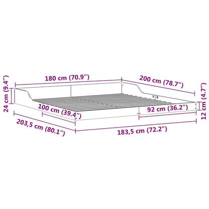Bed Frame White 180 x 200 cm Solid pine wood