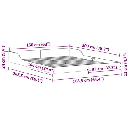 Bed Frame Brown 160 x 200 cm Solid Pine Wood