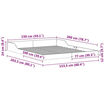 Bed Frame Wax Brown 150 x 200 cm Solid Pine Wood