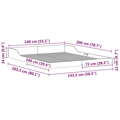 Bed Frame Brown 140 x 200 cm Solid Pine Wood