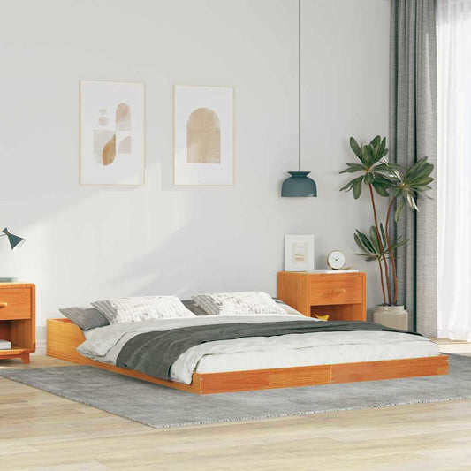 Bed Frame Wax brown 140 x 200 cm Solid pine wood