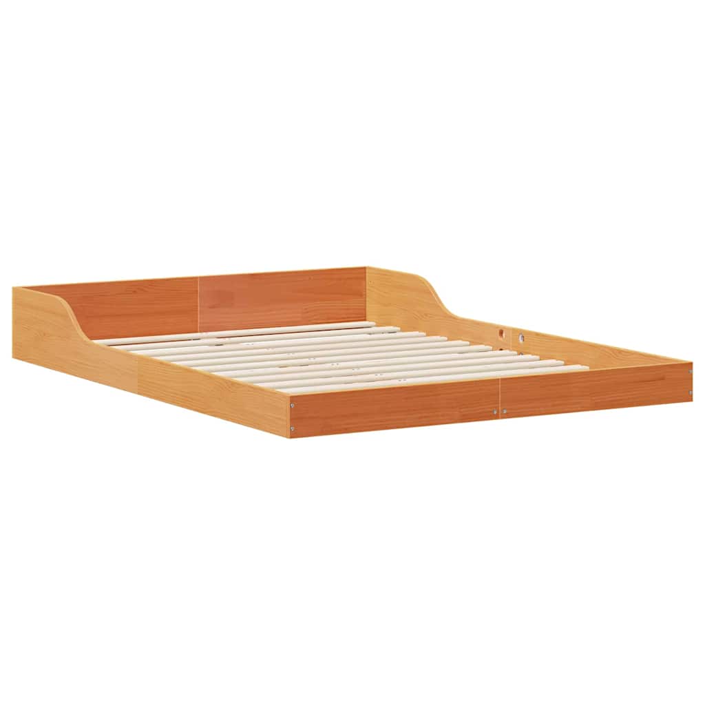 Bed Frame Wax Brown 120 x 200 cm Solid Pine Wood