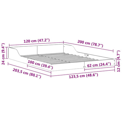 Bed Frame Wax Brown 120 x 200 cm Solid Pine Wood