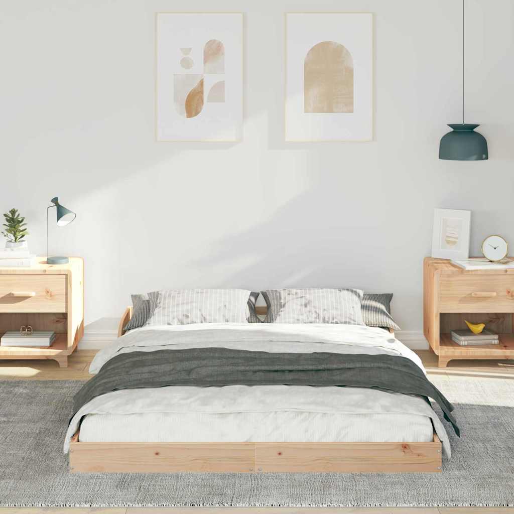 Bed Frame Brown 135 x 190 cm Solid Pine Wood