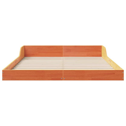 Bed Frame Wax brown 135 x 190 cm Solid pine wood