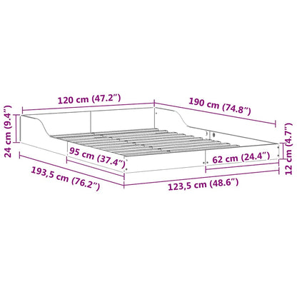 Bed Frame Brown 120 x 190 cm Solid pine wood