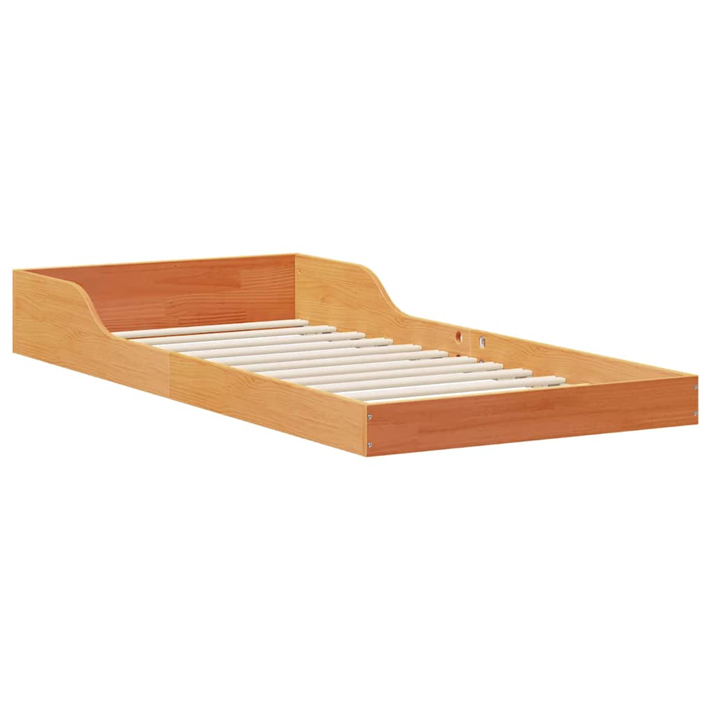 Bed Frame Wax Brown 90 x 200 cm Solid Pine Wood