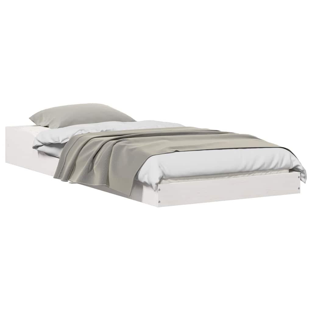 Bed Frame White 90 x 190 cm Solid Pine Wood