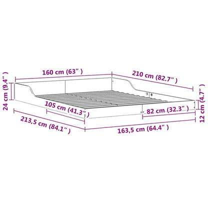 Bed Frame Wax brown 160 x 210 cm Solid pine wood