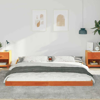 Bed Frame Wax brown 200 x 210 cm Solid pine wood