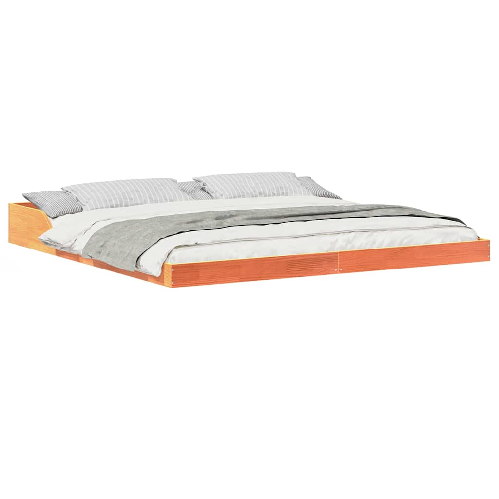 Bed Frame Wax brown 200 x 210 cm Solid pine wood