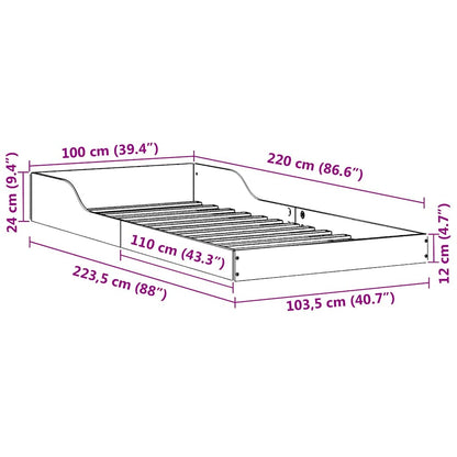 Bed Frame Brown 100 x 220 cm Solid pine wood
