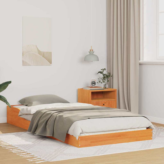 Bed Frame Wax brown 100 x 220 cm Solid pine wood