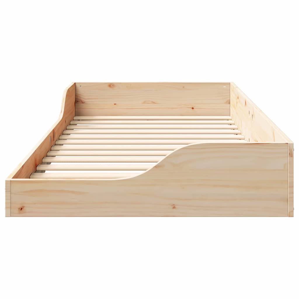 Floor Bed Frame Brown 90 x 200 cm Solid pine wood