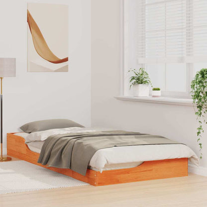 Floor Bed Frame Wax brown 80 x 200 cm Solid pine wood
