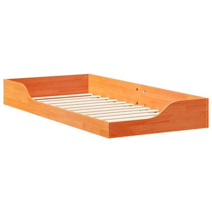 Floor Bed Frame Wax brown 80 x 200 cm Solid pine wood
