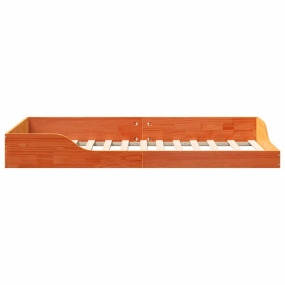 Floor Bed Frame Wax brown 90 x 190 cm Solid pine wood