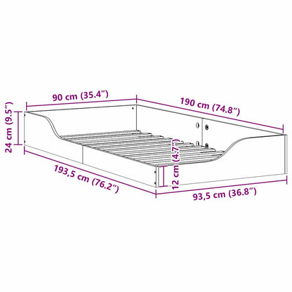 Floor Bed Frame Wax brown 90 x 190 cm Solid pine wood