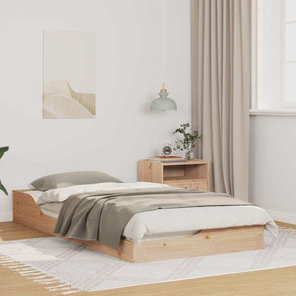 Floor Bed Frame Brown 75 x 190 cm Solid pine wood