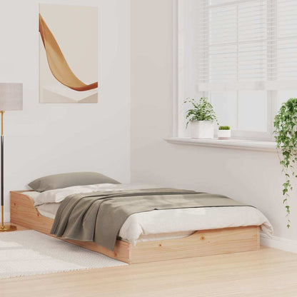 Floor Bed Frame Brown 75 x 190 cm Solid pine wood