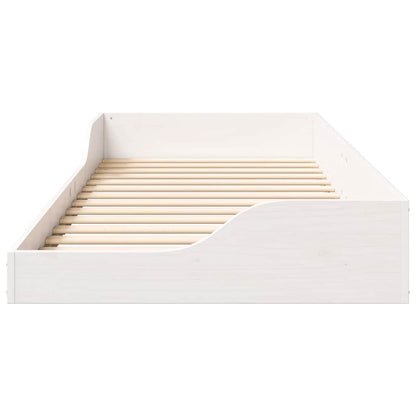 Floor Bed Frame White 80 x 210 cm Solid pine wood