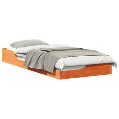 Floor Bed Frame Wax brown 80 x 210 cm Solid pine wood