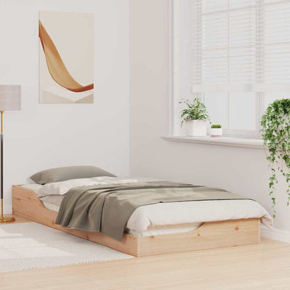 Floor Bed Frame Brown 90 x 210 cm Solid pine wood