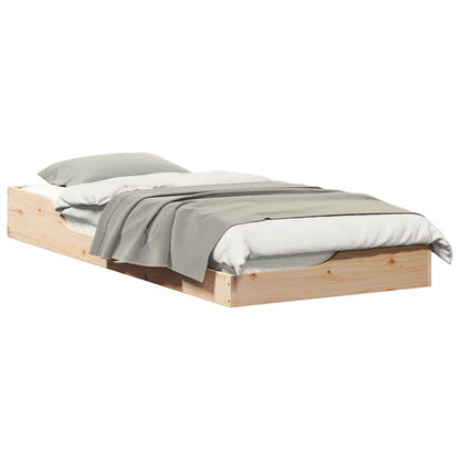 Floor Bed Frame Brown 90 x 210 cm Solid pine wood
