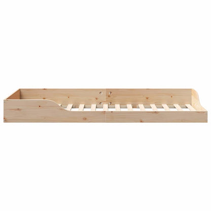 Floor Bed Frame Brown 90 x 210 cm Solid pine wood