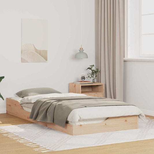 Floor Bed Frame Brown 100 x 210 cm Solid pine wood