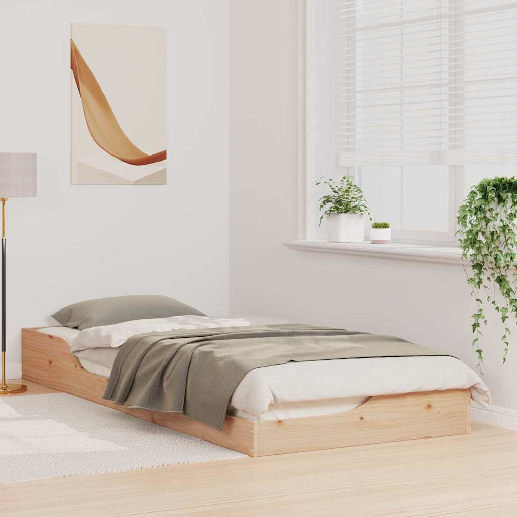 Floor Bed Frame Brown 90 x 220 cm Solid pine wood
