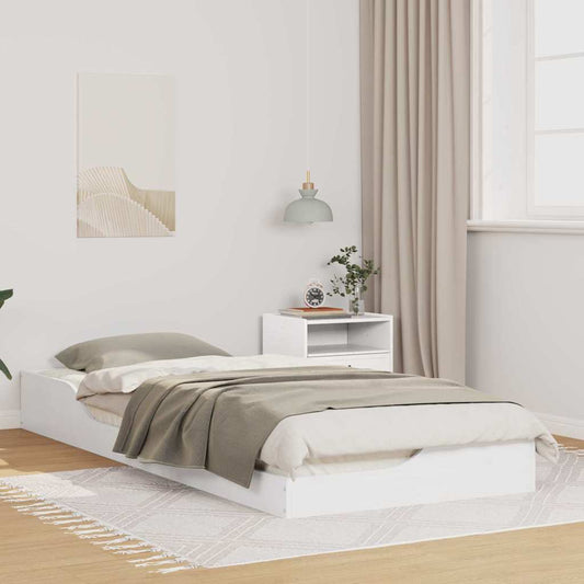 Floor Bed Frame White 100 x 220 cm Solid pine wood