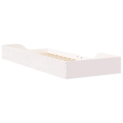 Floor Bed Frame White 100 x 220 cm Solid pine wood