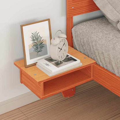 Bed Frame with Bedside Tables Wax brown Solid pine wood