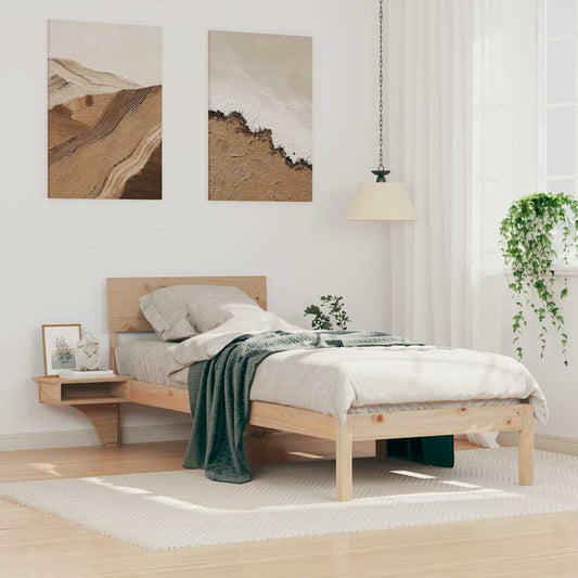 Bed Frame with Bedside Tables Brown Solid pine wood