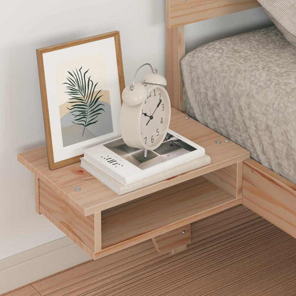 Bed Frame with Bedside Tables Brown Solid pine wood