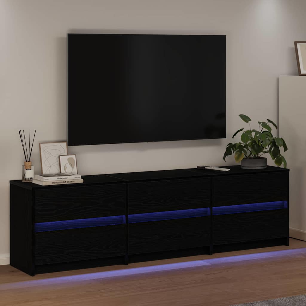TV Cabinet Black Oak 182 x 34 x 50 cm Engineered Wood