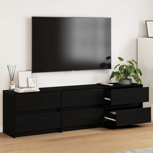 TV Cabinet Black Oak 182 x 34 x 50 cm Engineered Wood
